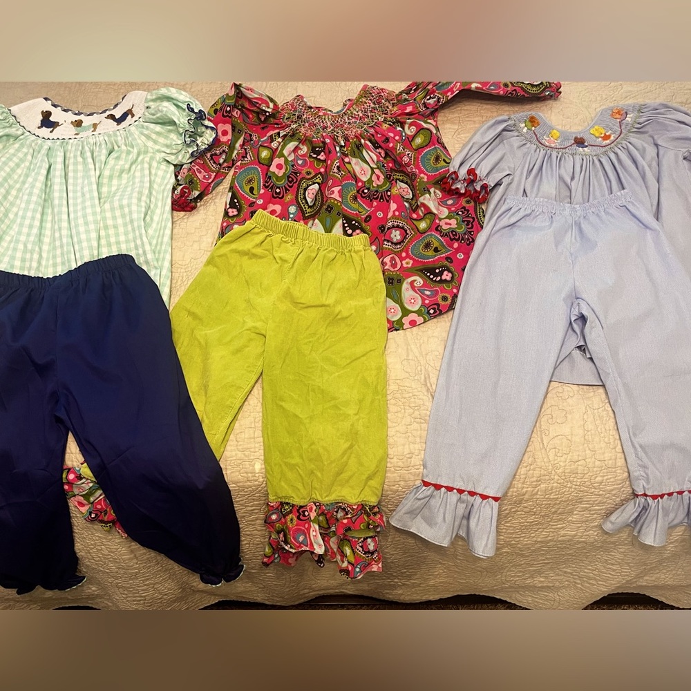 Girls bundle of smocked pant sets